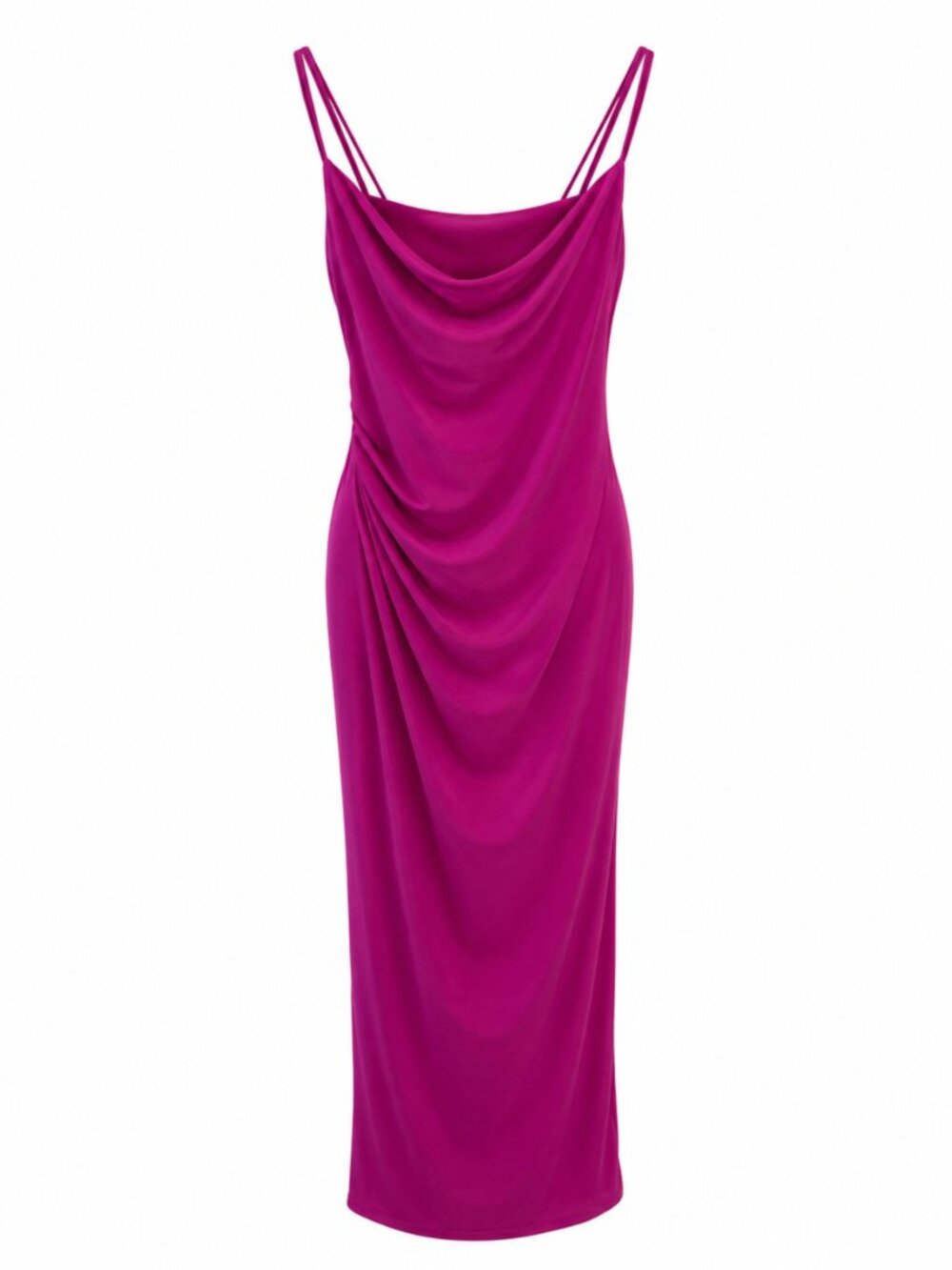 NWT Zara Magenta Cowl Neck Strappy Maxi Dress Size M